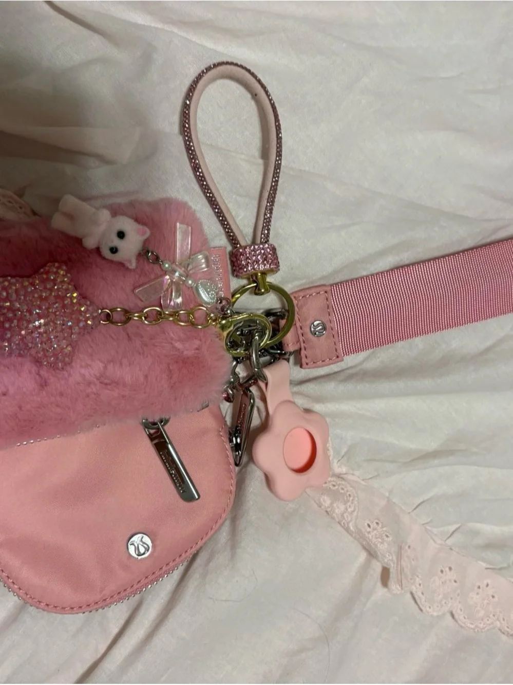 lululemon athletica Pink Plush Kids Crossbody with Charms